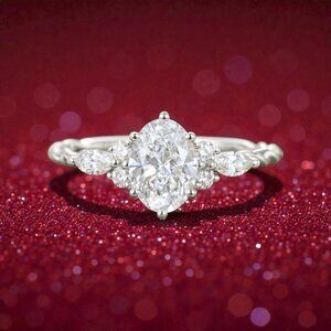 10K White Gold Fairytale Moissanite Engagement Ring - Size 8-  2CT T.W. -2g